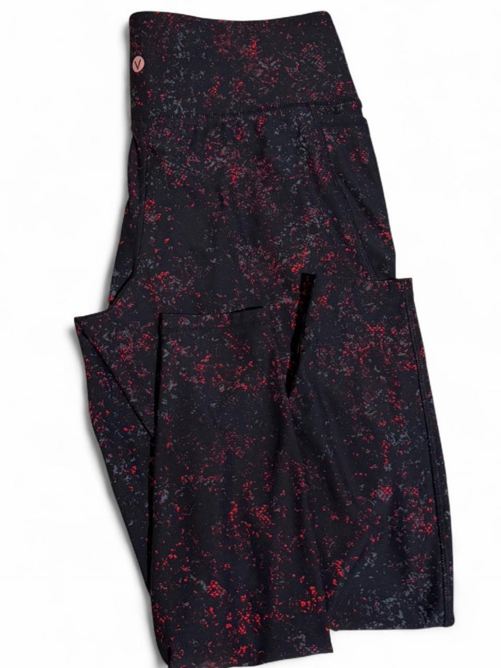Livi Active Black Leggings with Red Speckle Print 14/16